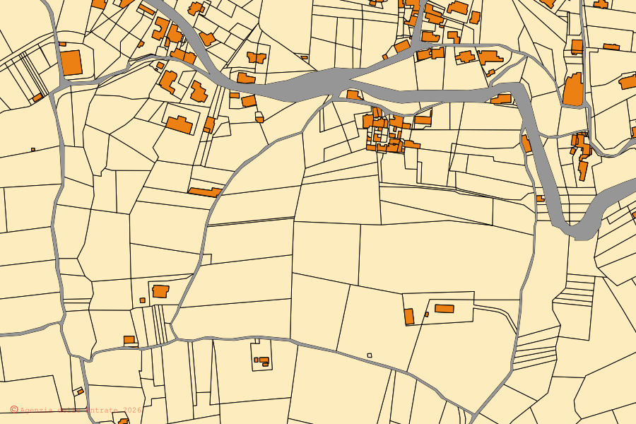 Mappa catastale del centro di Paupisi: particelle e fabbricati, cartografia Agenzia delle Entrate