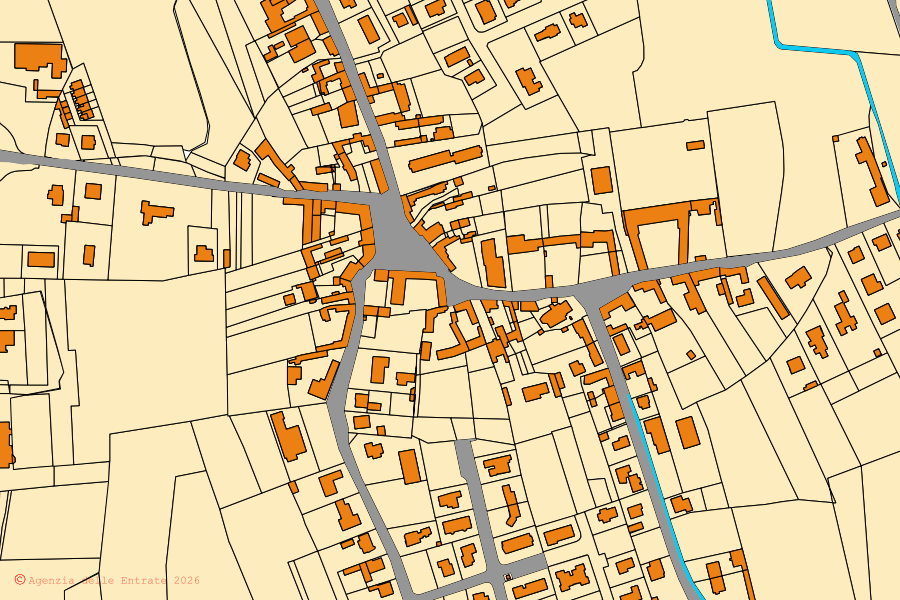 Mappa catastale del centro di Pavia di Udine: particelle e fabbricati, cartografia Agenzia delle Entrate