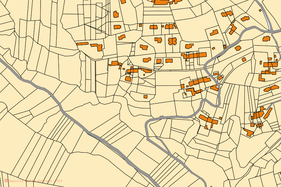 Mappa catastale del centro di Pecetto Torinese: particelle e fabbricati, cartografia Agenzia delle Entrate