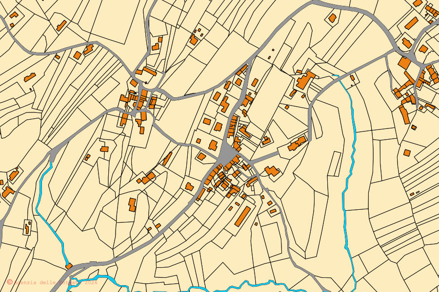 Mappa catastale del centro di Pedavena: particelle e fabbricati, cartografia Agenzia delle Entrate