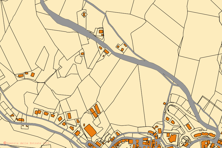 Mappa catastale del centro di Peglio: particelle e fabbricati, cartografia Agenzia delle Entrate