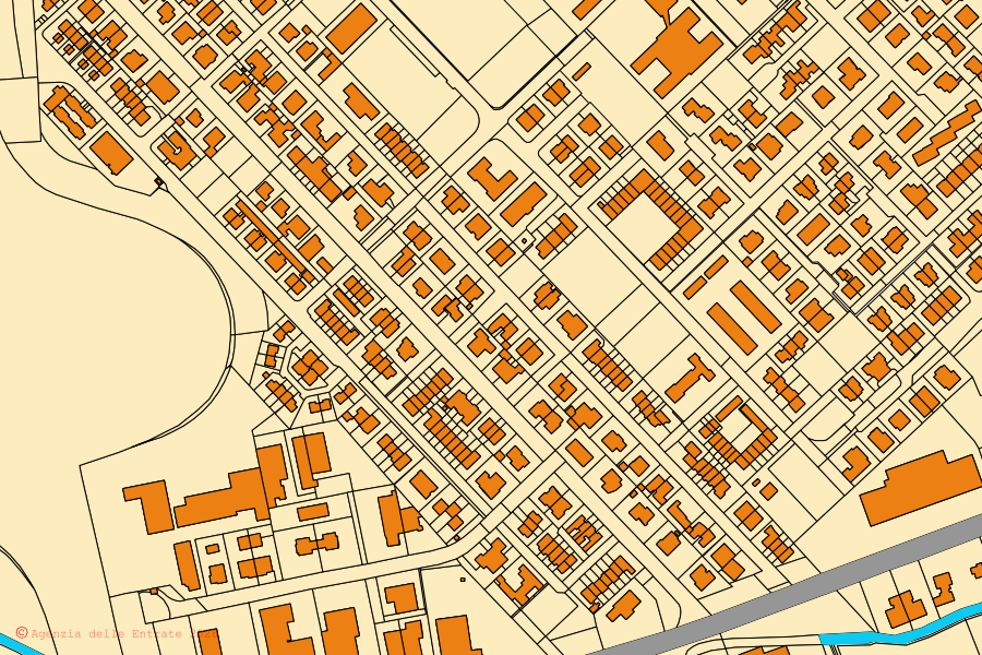 Mappa catastale del centro di Pegognaga: particelle e fabbricati, cartografia Agenzia delle Entrate