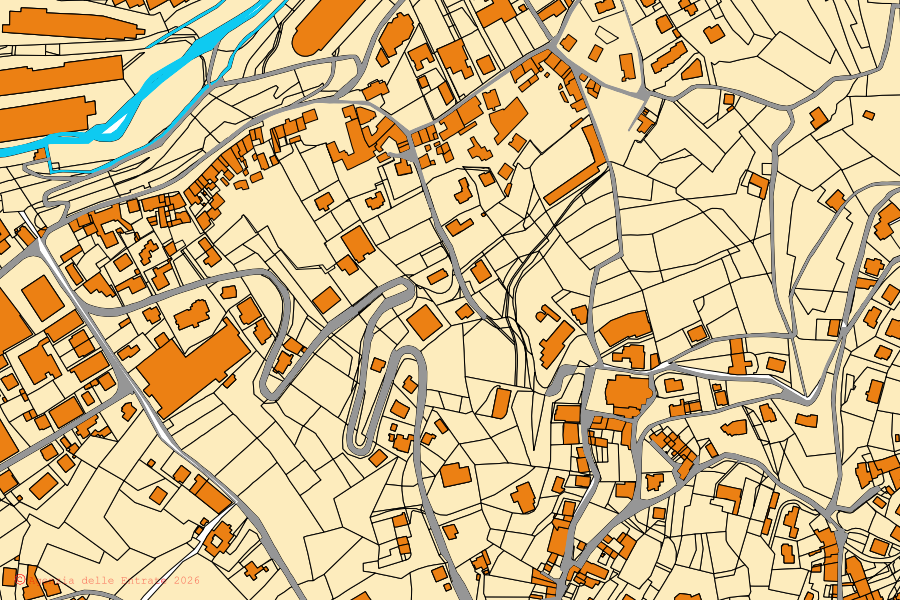 Mappa catastale del centro di Peia: particelle e fabbricati, cartografia Agenzia delle Entrate