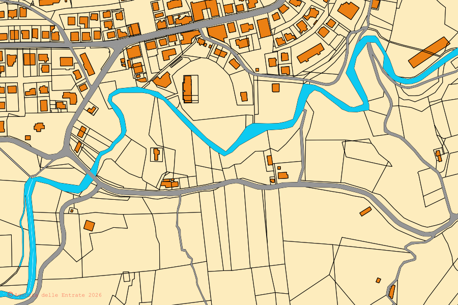 Mappa catastale del centro di Penna Sant'Andrea: particelle e fabbricati, cartografia Agenzia delle Entrate