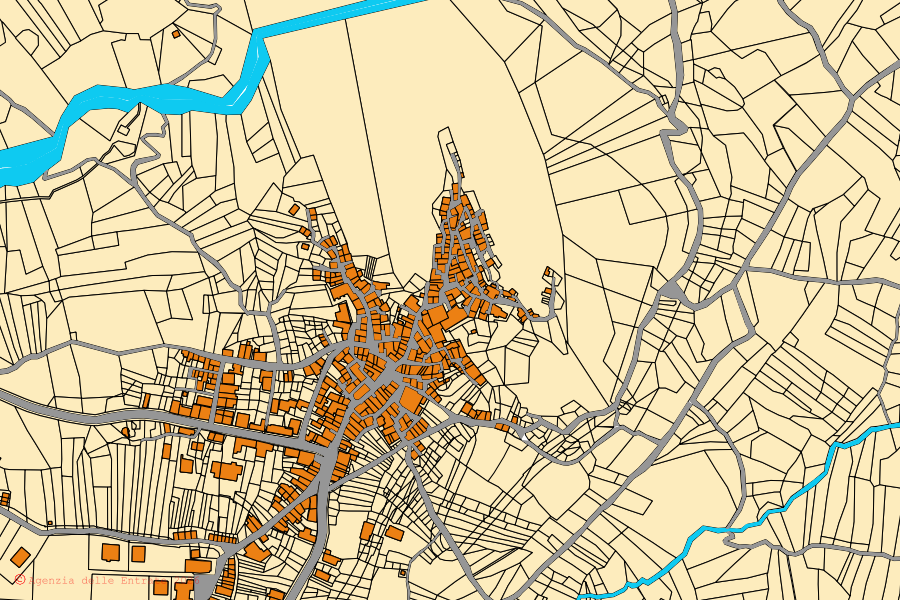 Mappa catastale del centro di Pennadomo: particelle e fabbricati, cartografia Agenzia delle Entrate
