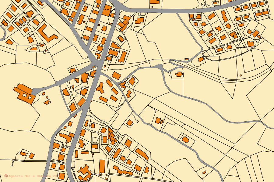 Mappa catastale del centro di Penne: particelle e fabbricati, cartografia Agenzia delle Entrate