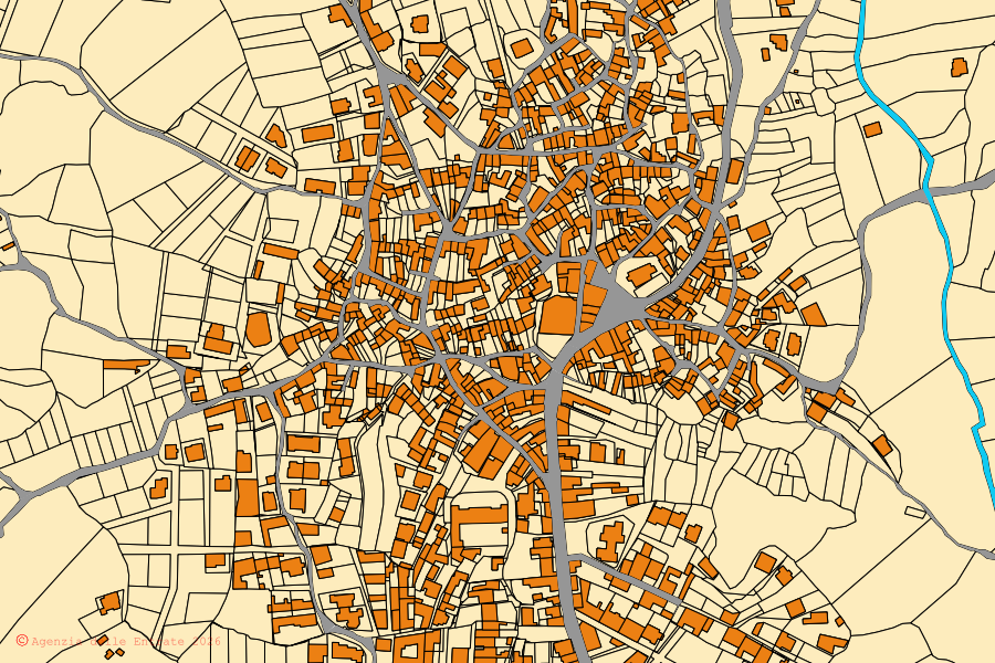 Mappa catastale del centro di Perdasdefogu: particelle e fabbricati, cartografia Agenzia delle Entrate