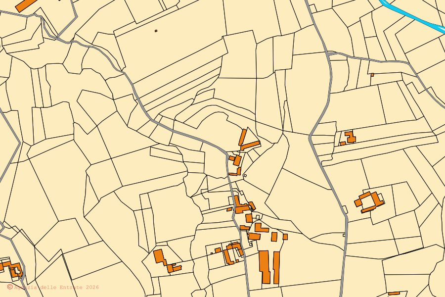 Mappa catastale del centro di Perletto: particelle e fabbricati, cartografia Agenzia delle Entrate