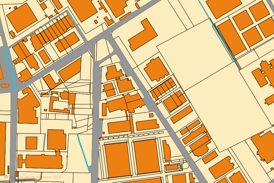 Mappa catastale del centro di Pero: particelle e fabbricati, cartografia Agenzia delle Entrate