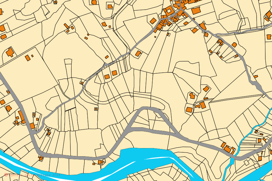 Mappa catastale del centro di Pertosa: particelle e fabbricati, cartografia Agenzia delle Entrate