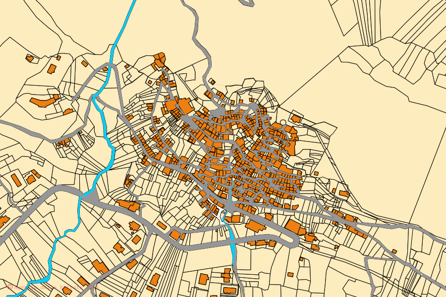 Mappa catastale del centro di Pesche: particelle e fabbricati, cartografia Agenzia delle Entrate