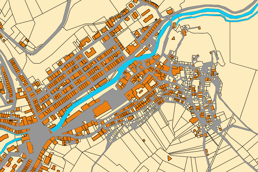 Mappa catastale del centro di Pescina: particelle e fabbricati, cartografia Agenzia delle Entrate