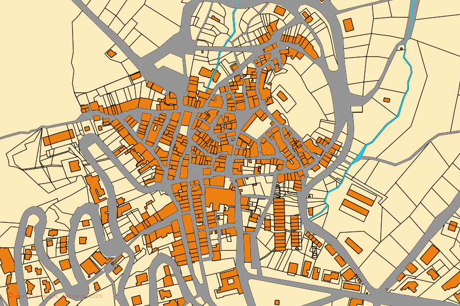 Mappa catastale del centro di Pescocostanzo: particelle e fabbricati, cartografia Agenzia delle Entrate