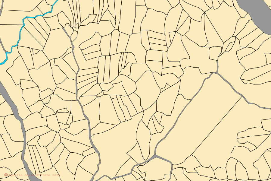 Mappa catastale del centro di Pescolanciano: particelle e fabbricati, cartografia Agenzia delle Entrate