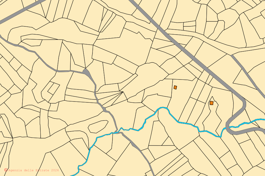 Mappa catastale del centro di Pescopennataro: particelle e fabbricati, cartografia Agenzia delle Entrate
