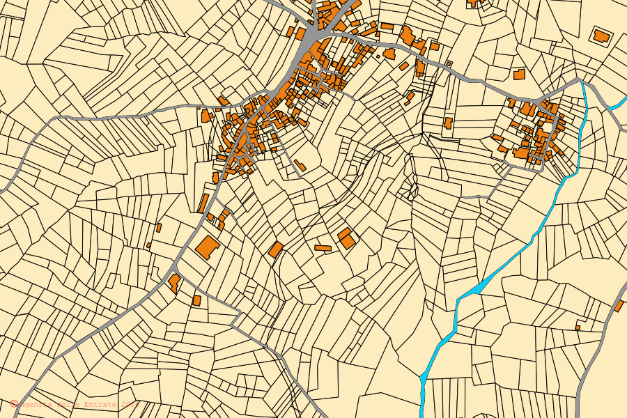 Mappa catastale del centro di Pescosolido: particelle e fabbricati, cartografia Agenzia delle Entrate