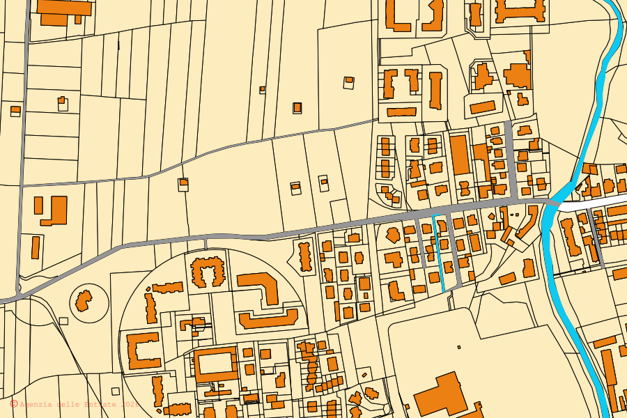 Mappa catastale del centro di Pessano con Bornago: particelle e fabbricati, cartografia Agenzia delle Entrate
