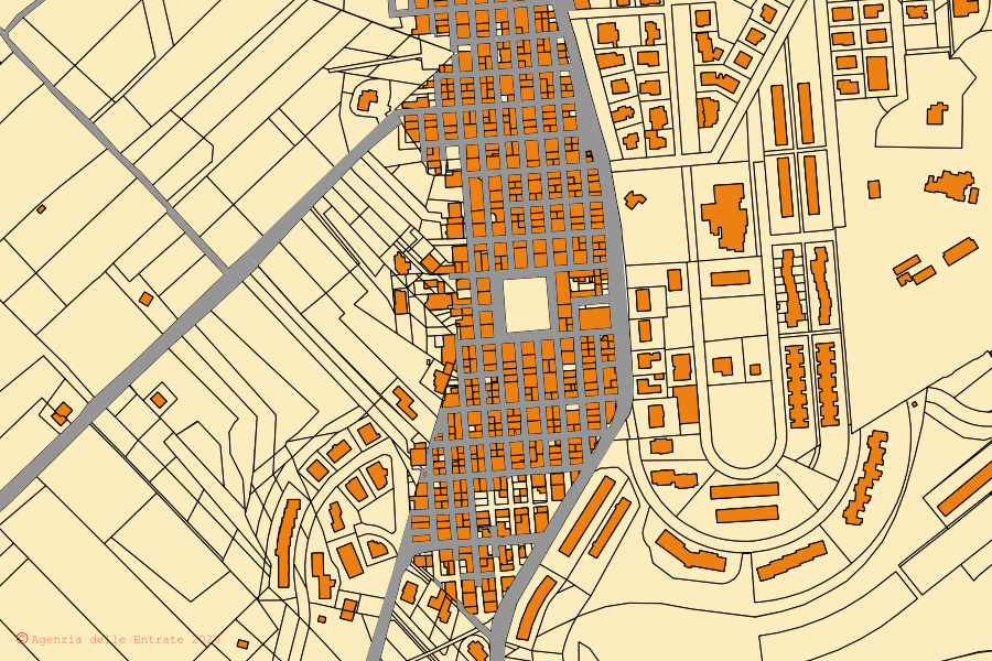 Mappa catastale del centro di Petacciato: particelle e fabbricati, cartografia Agenzia delle Entrate