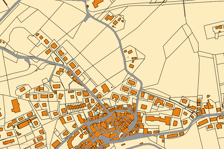 Mappa catastale del centro di Petriolo: particelle e fabbricati, cartografia Agenzia delle Entrate