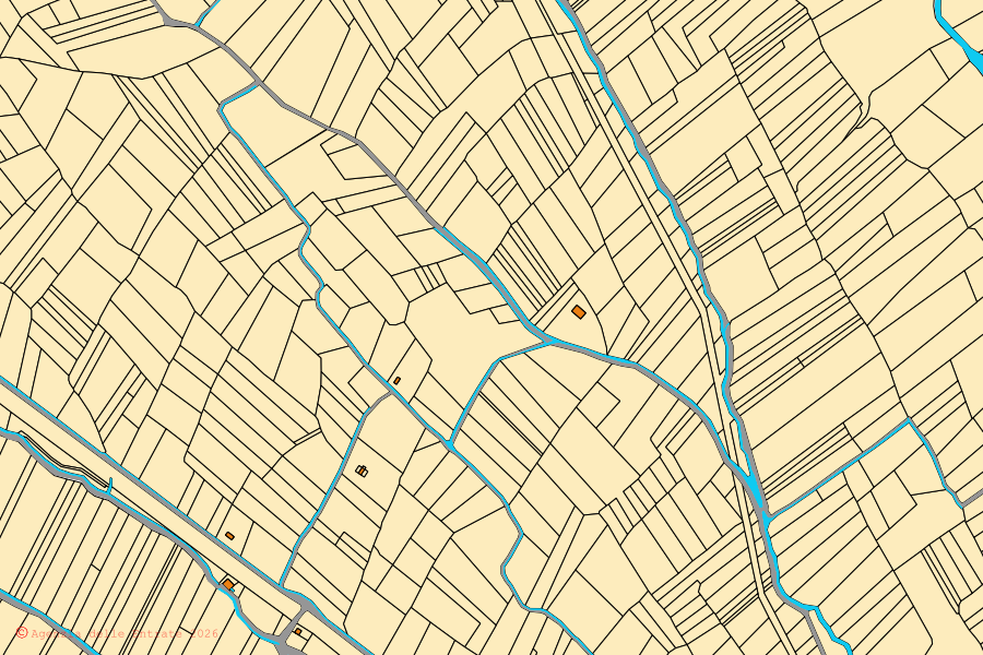Mappa catastale del centro di Pettorano sul Gizio: particelle e fabbricati, cartografia Agenzia delle Entrate