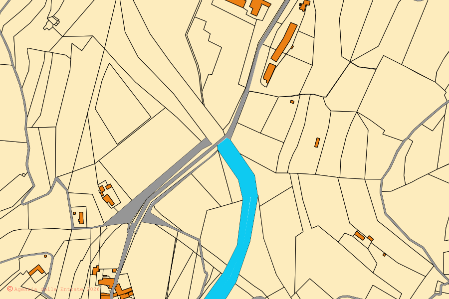 Mappa catastale del centro di Pezzolo Valle Uzzone: particelle e fabbricati, cartografia Agenzia delle Entrate