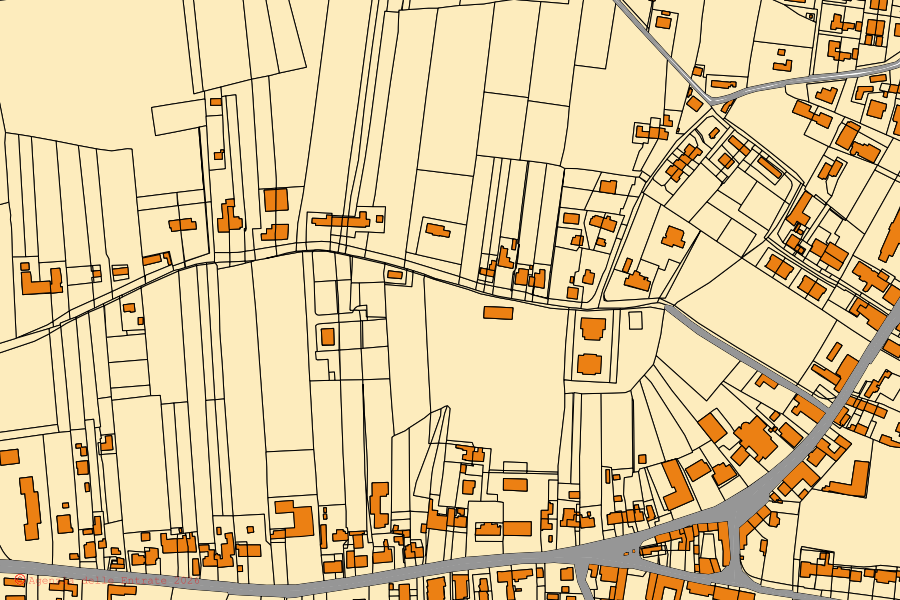 Mappa catastale del centro di Piacenza d'Adige: particelle e fabbricati, cartografia Agenzia delle Entrate