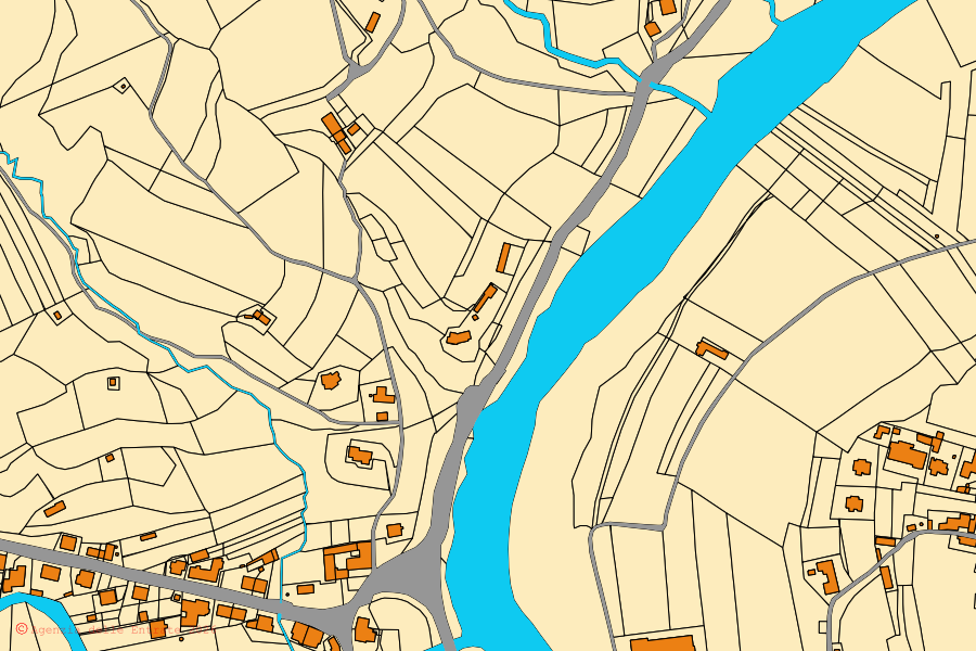 Mappa catastale del centro di Piana Crixia: particelle e fabbricati, cartografia Agenzia delle Entrate