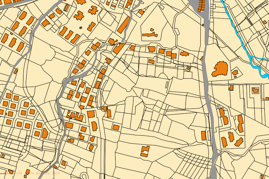 Mappa catastale del centro di Piana degli Albanesi: particelle e fabbricati, cartografia Agenzia delle Entrate