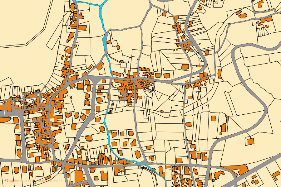 Mappa catastale del centro di Piana di Monte Verna: particelle e fabbricati, cartografia Agenzia delle Entrate