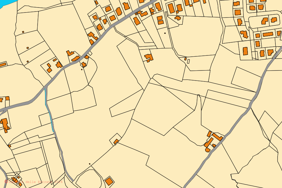 Mappa catastale del centro di Pianello Val Tidone: particelle e fabbricati, cartografia Agenzia delle Entrate