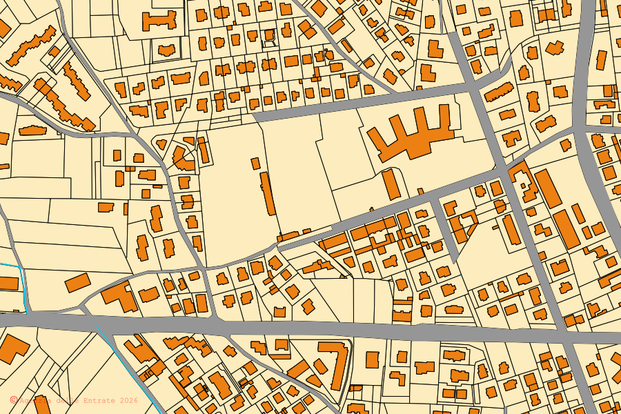 Mappa catastale del centro di Pianezza: particelle e fabbricati, cartografia Agenzia delle Entrate