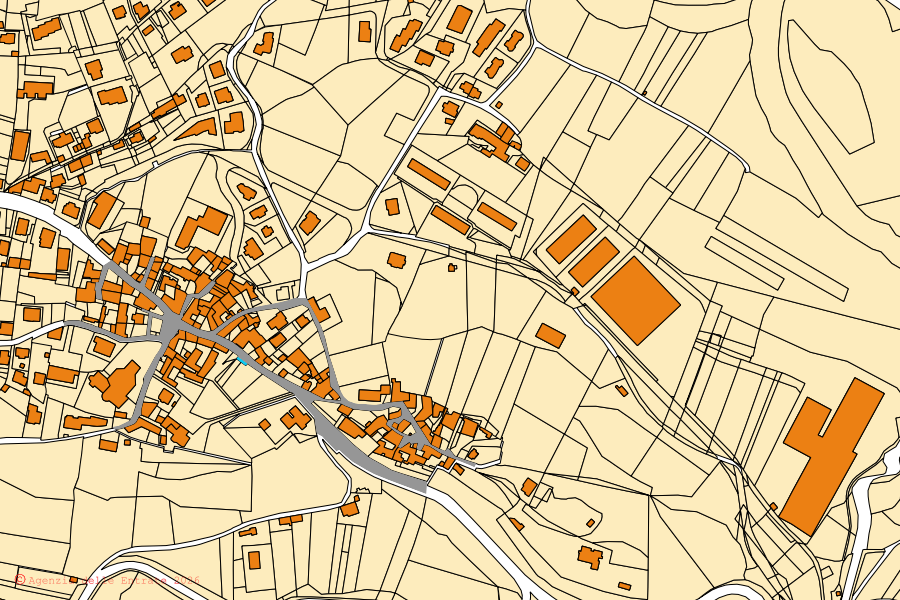 Mappa catastale del centro di Pianico: particelle e fabbricati, cartografia Agenzia delle Entrate