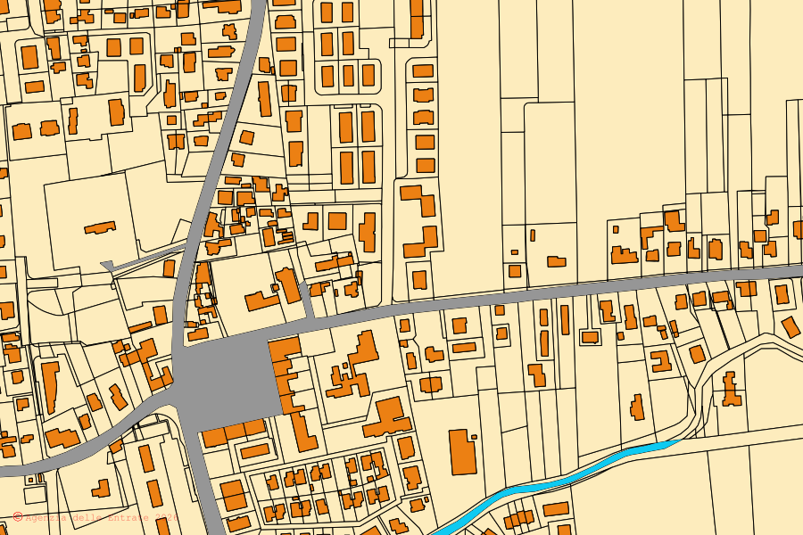 Mappa catastale del centro di Pianiga: particelle e fabbricati, cartografia Agenzia delle Entrate