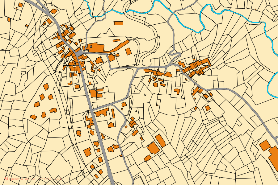 Mappa catastale del centro di Piatto: particelle e fabbricati, cartografia Agenzia delle Entrate