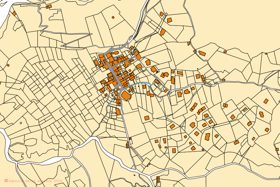 Mappa catastale del centro di Piazzolo: particelle e fabbricati, cartografia Agenzia delle Entrate