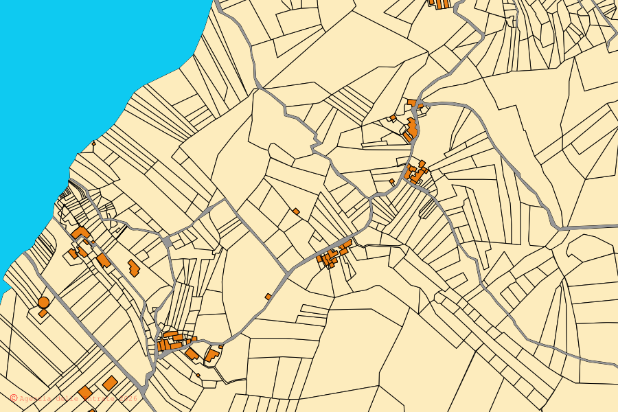 Mappa catastale del centro di Picinisco: particelle e fabbricati, cartografia Agenzia delle Entrate