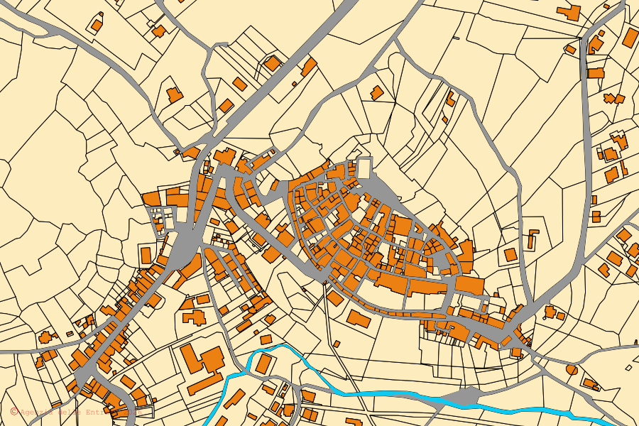 Mappa catastale del centro di Pico: particelle e fabbricati, cartografia Agenzia delle Entrate
