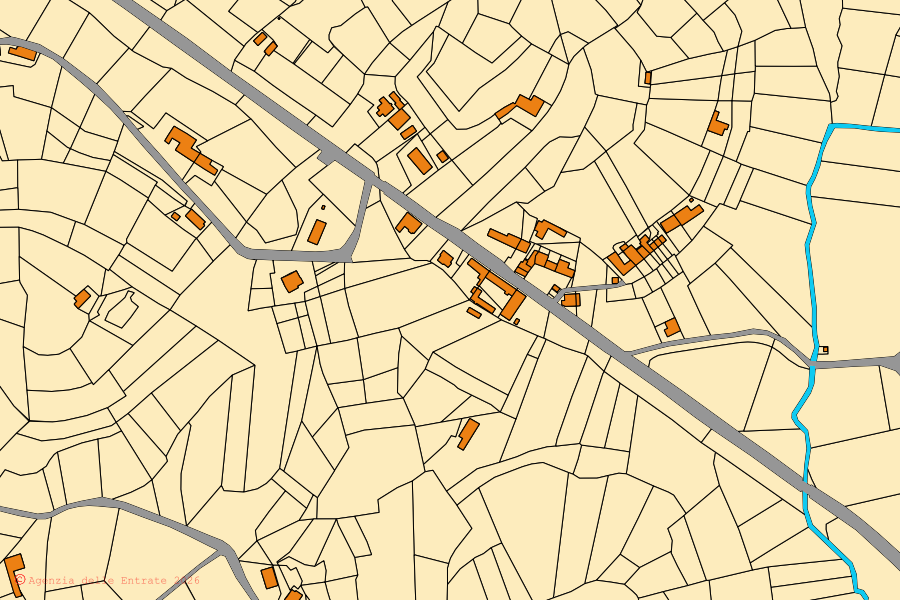 Mappa catastale del centro di Piea: particelle e fabbricati, cartografia Agenzia delle Entrate