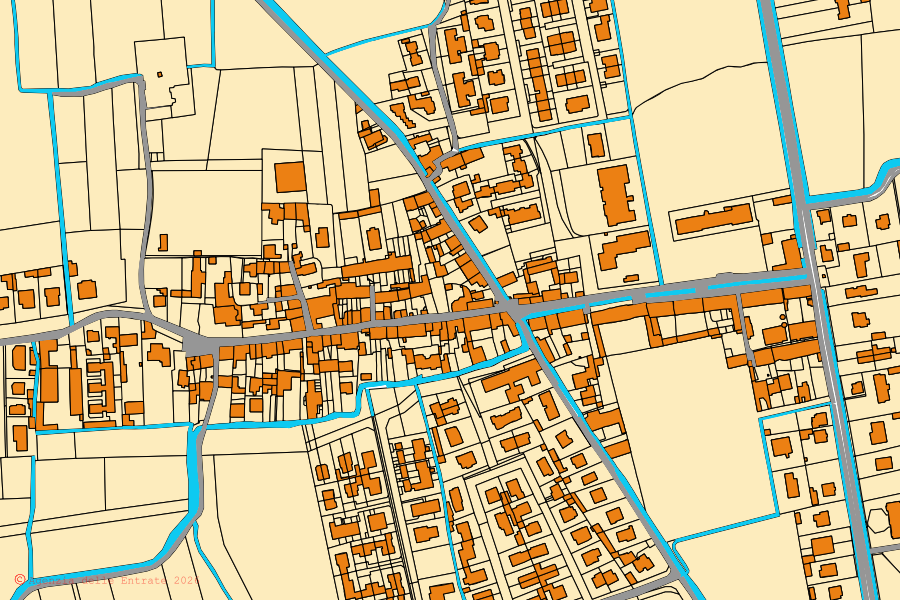 Mappa catastale del centro di Pieranica: particelle e fabbricati, cartografia Agenzia delle Entrate