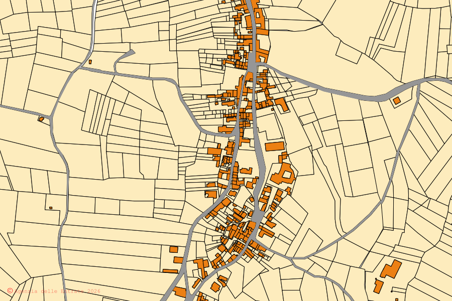 Mappa catastale del centro di Pietra de' Giorgi: particelle e fabbricati, cartografia Agenzia delle Entrate