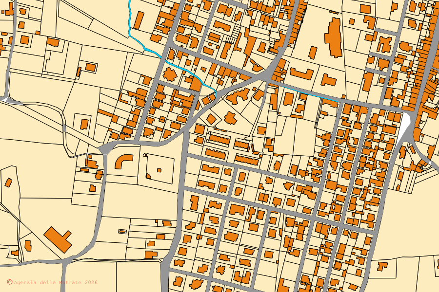 Mappa catastale del centro di Pietramelara: particelle e fabbricati, cartografia Agenzia delle Entrate