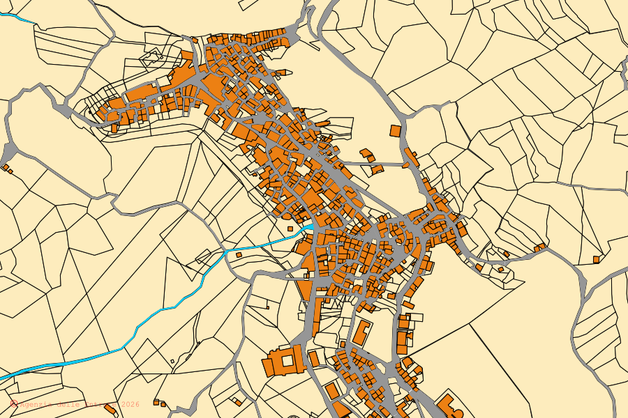 Mappa catastale del centro di Pietrapertosa: particelle e fabbricati, cartografia Agenzia delle Entrate