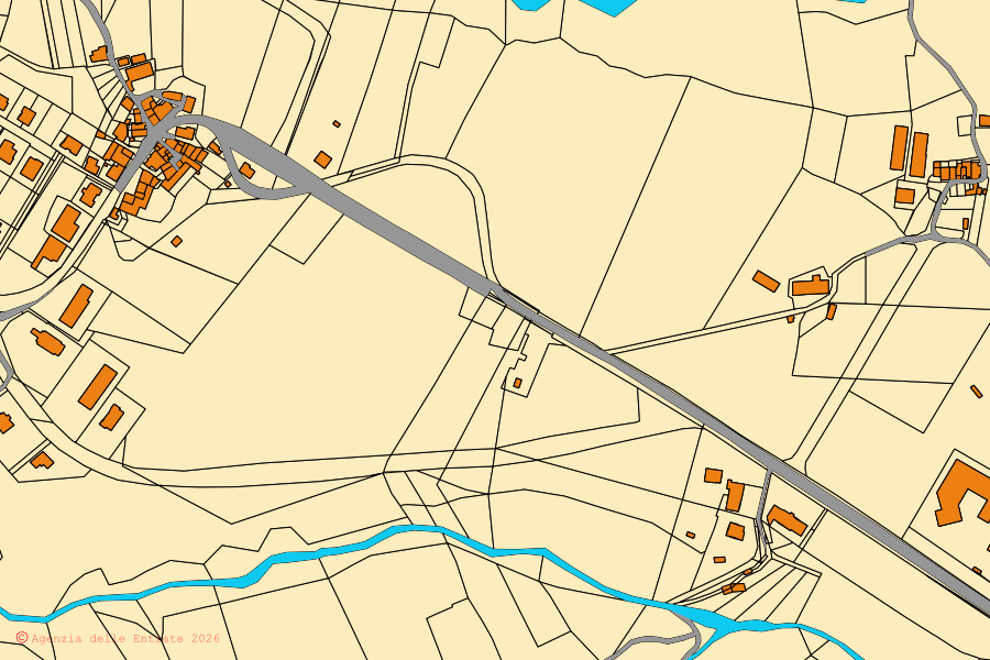 Mappa catastale del centro di Pietrarubbia: particelle e fabbricati, cartografia Agenzia delle Entrate