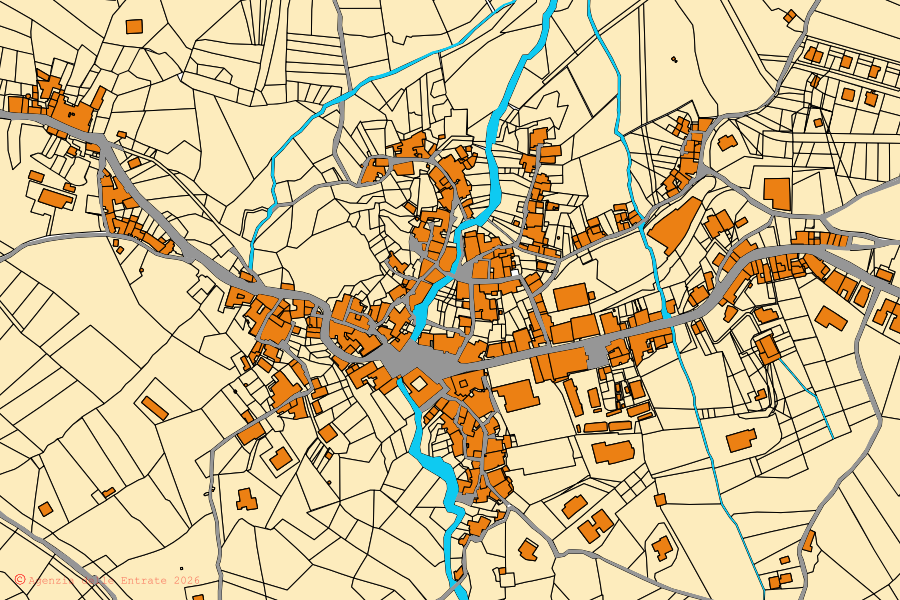 Mappa catastale del centro di Pietrastornina: particelle e fabbricati, cartografia Agenzia delle Entrate