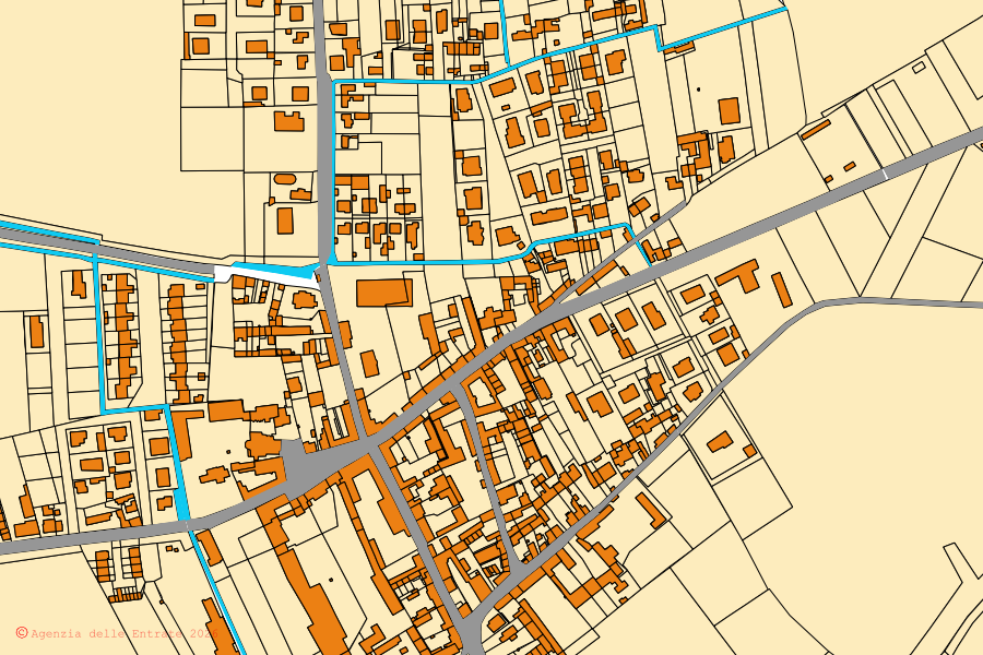 Mappa catastale del centro di Pieve Albignola: particelle e fabbricati, cartografia Agenzia delle Entrate