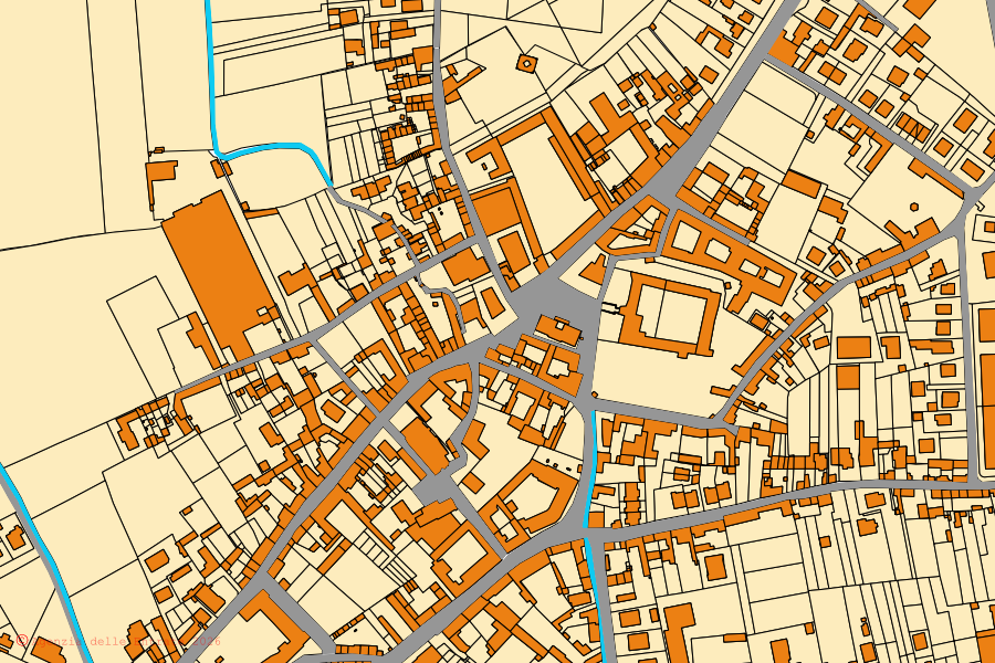 Mappa catastale del centro di Pieve del Cairo: particelle e fabbricati, cartografia Agenzia delle Entrate
