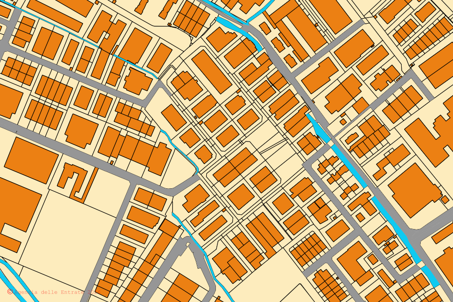 Mappa catastale del centro di Pieve Emanuele: particelle e fabbricati, cartografia Agenzia delle Entrate