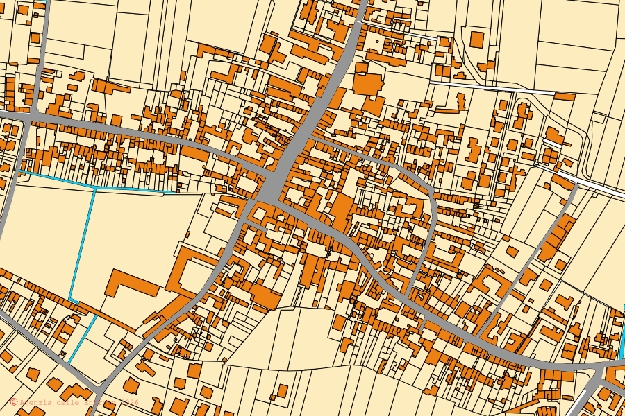 Mappa catastale del centro di Pieve Porto Morone: particelle e fabbricati, cartografia Agenzia delle Entrate
