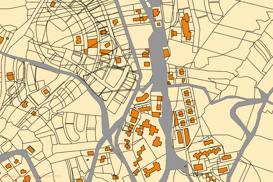 Mappa catastale del centro di Pignola: particelle e fabbricati, cartografia Agenzia delle Entrate