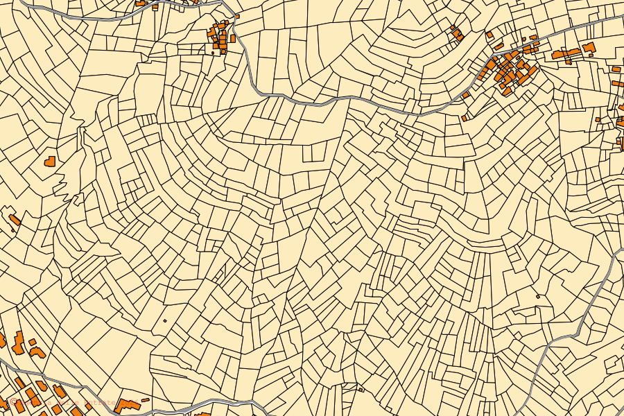 Mappa catastale del centro di Pinasca: particelle e fabbricati, cartografia Agenzia delle Entrate